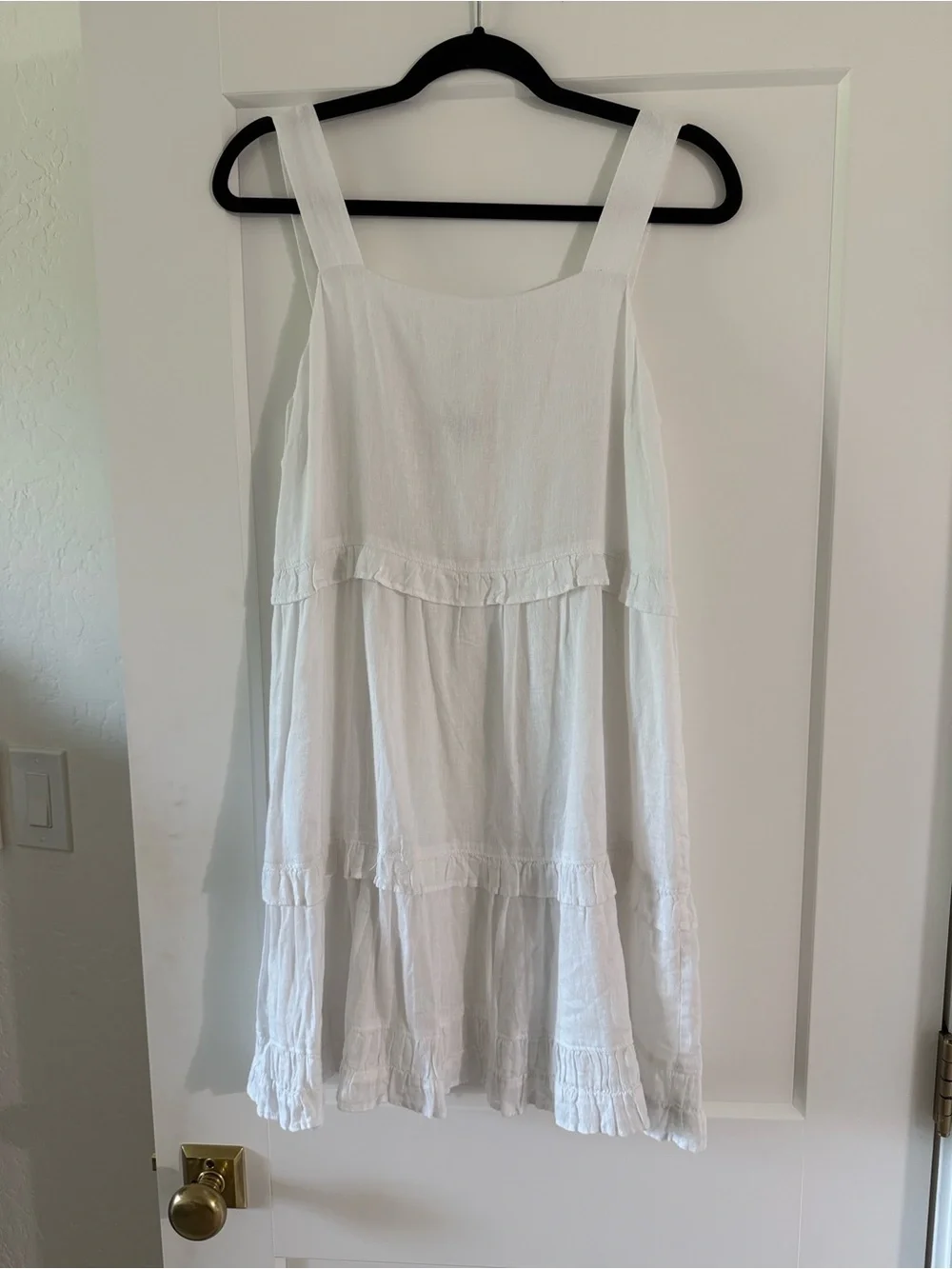 Rails White Tiered Square-Neck Mini Dress
